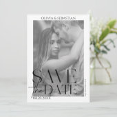 Trendy typografie overlay tekst foto bruiloft save the date (Staand voorkant)