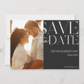 Trendy Typografie OverlayTekst Foto Bruiloft Save The Date (Voorkant)