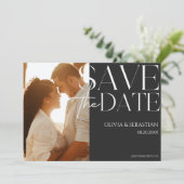 Trendy Typografie OverlayTekst Foto Bruiloft Save The Date (Staand voorkant)