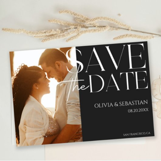 Trendy Typografie OverlayTekst Foto Bruiloft Save The Date