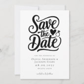 Trendy Typografie Ring Heart Wedding Save The Date (Voorkant)