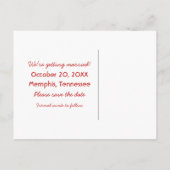 Trendy Typografie Save the Date Briefkaart, Red Aankondigingskaart (Achterkant)