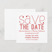 Trendy Typografie Save the Date Invite, Red Kaart (Voorkant / Achterkant)