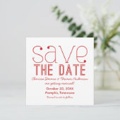 Trendy Typografie Save the Date Invite, Red Kaart (Staand voorkant)