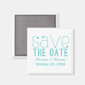 Trendy Typografie Save the Date Magnet, Aqua Magneet (Voorkant / Achterkant)