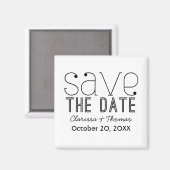 Trendy Typografie Save the Date Magnet, Black Magneet (Voorkant / Achterkant)