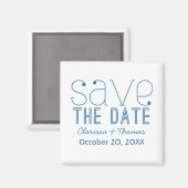 Trendy Typografie Save the Date Magnet, Blue Magneet (Voorkant / Achterkant)