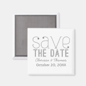 Trendy Typografie Save the Date Magnet, Grey Magneet (Voorkant / Achterkant)