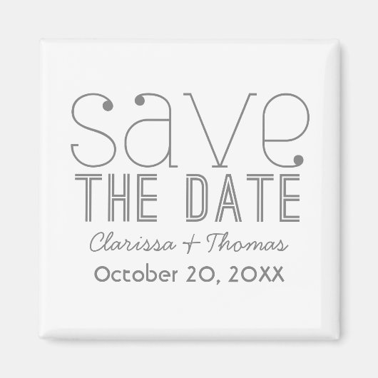 Trendy Typografie Save the Date Magnet, Grey Magneet (Voorkant)