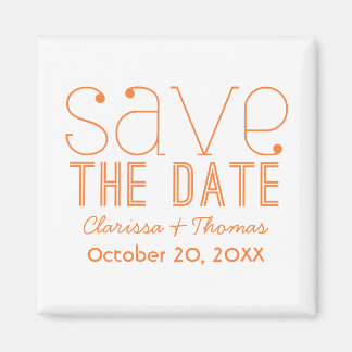 Trendy Typografie Save the Date Magnet, Oranje Magneet