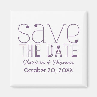 Trendy Typografie Save the Date Magnet, Paars Magneet