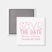 Trendy Typografie Save the Date Magnet, Pink Magneet (Voorkant / Achterkant)