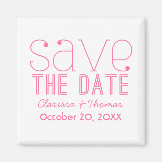Trendy Typografie Save the Date Magnet, Pink Magneet