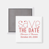 Trendy Typografie Save the Date Magnet, Red Magneet (Voorkant / Achterkant)