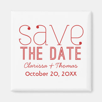 Trendy Typografie Save the Date Magnet, Red Magneet