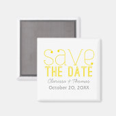 Trendy Typografie Save the Date Magnet, Yellow Magneet (Voorkant / Achterkant)