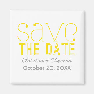 Trendy Typografie Save the Date Magnet, Yellow Magneet