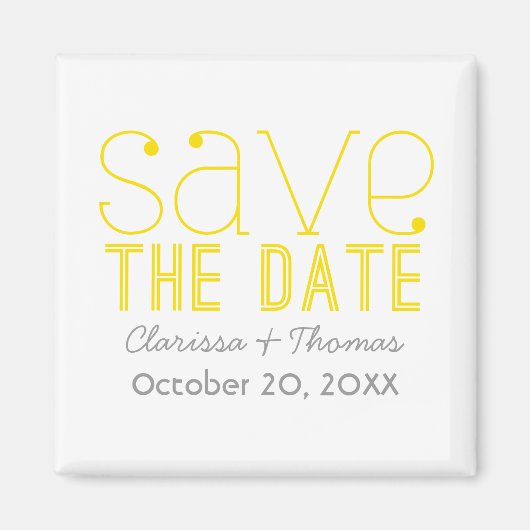 Trendy Typografie Save the Date Magnet, Yellow Magneet (Voorkant)