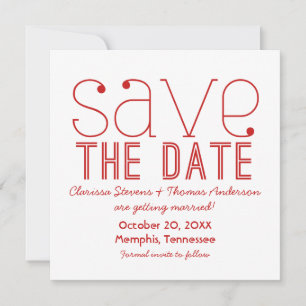 Trendy typografie Save the Date uitnodiging, Rood Kaart
