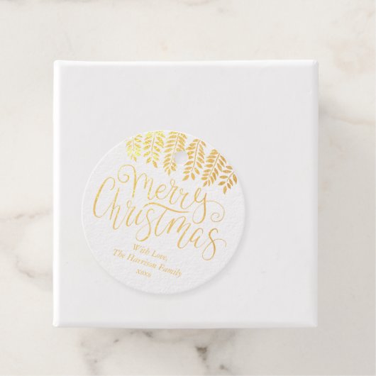 Trendy Typografie Script Merry Kerstry Bedankjes Labels (Met doos)