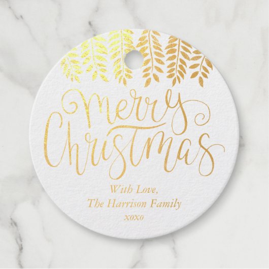 Trendy Typografie Script Merry Kerstry Bedankjes Labels (Voorkant)