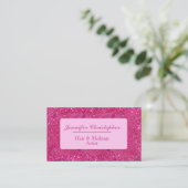 Trendy typografie script roze glitters visitekaartje (Staand voorkant)