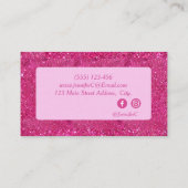 Trendy typografie script roze glitters visitekaartje (Achterkant)