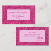 Trendy typografie script roze glitters visitekaartje (Voorkant / Achterkant)