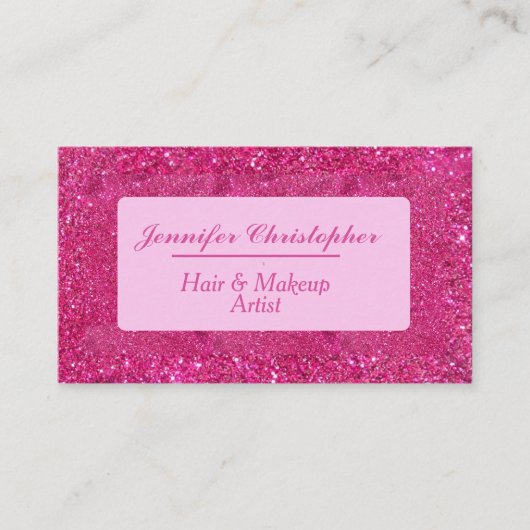 Trendy typografie script roze glitters visitekaartje (Voorkant)