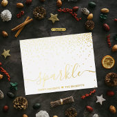 Trendy typografie "Sparkle" Kerst echt Folie Feestdagen Briefkaart