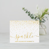 Trendy typografie "Sparkle" Kerst echt Folie Feestdagen Briefkaart (Staand Voorkant)