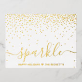 Trendy typografie "Sparkle" Kerst echt Folie Feestdagen Briefkaart (Voorkant)