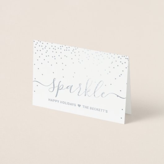 Trendy Typografie "Sparkle" kerstfeestdag Folie Kaarten (Voorkant)