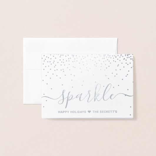 Trendy Typografie "Sparkle" kerstfeestdag Folie Kaarten (Voorkant met envelop)