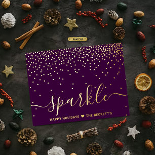 Trendy Typografie "Sparkle" - Kerstmis Folie Feestdagen Briefkaart