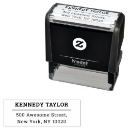Trendy typografie tekst aangepaste naam retouradre  zelfinktende stempel