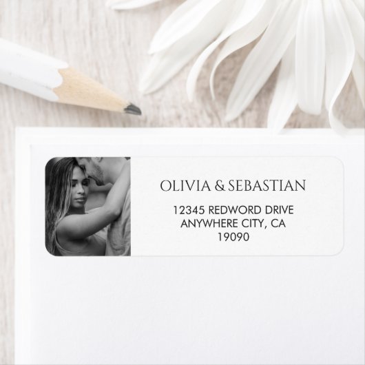 Trendy Typografie Tekst en foto Zwart-wit Etiket (Insitu)