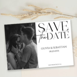 Trendy Typografie Tekst Foto Bruiloft Save The Date