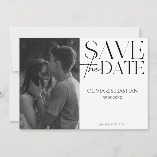 Trendy Typografie Tekst Foto Bruiloft Save The Date (Voorkant)