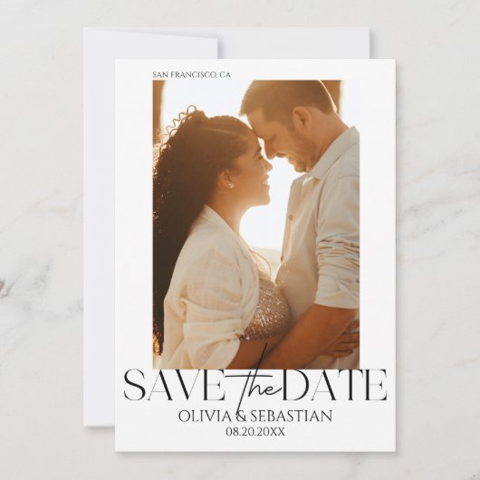 Trendy Typografie Tekst Foto Bruiloft Save The Date (Voorkant)