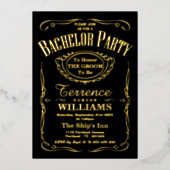 Trendy typografie vrijgezellenfeest echt folie uitnodiging (Voorkant)