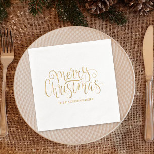 Trendy typografie Vrolijk kerstfeest Folie Servetten
