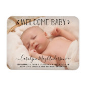 Trendy Typografie "Welkom Baby" Foto Aankondiging Magneet (Horizontaal)