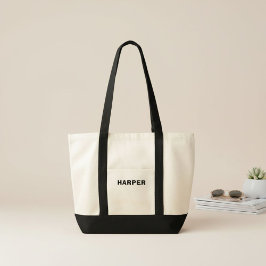 Trendy typografie zwart en wit eenvoudig modern tote bag