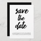 Trendy typografie zwart en wit save the date kaart (Voorkant / Achterkant)