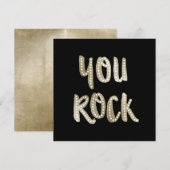Trendy Typografisch Zwart & Nep Goud You Rock Feestdagenkaart (Voorkant / Achterkant)