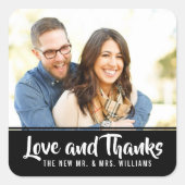 Trendy Typography | Aangepaste fotobruiloft Hartel Vierkante Sticker (Voorkant)