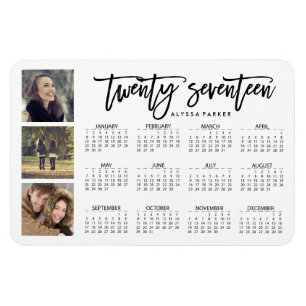 Trendy Typography and Three Photos 2017 Calendar Magneet