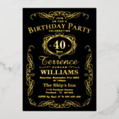 Trendy Typography Any Age Birthday Real Folie Uitnodiging (Voorkant)