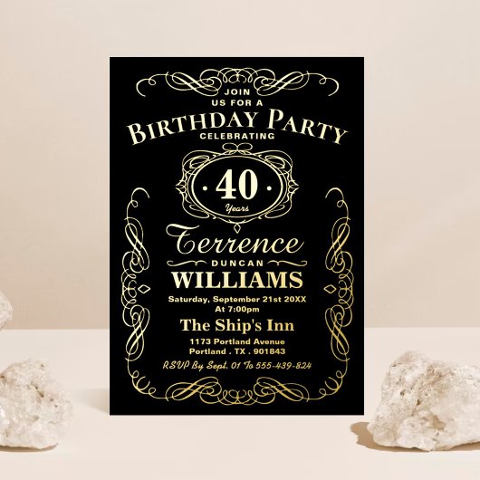 Trendy Typography Any Age Birthday Real Folie Uitnodiging